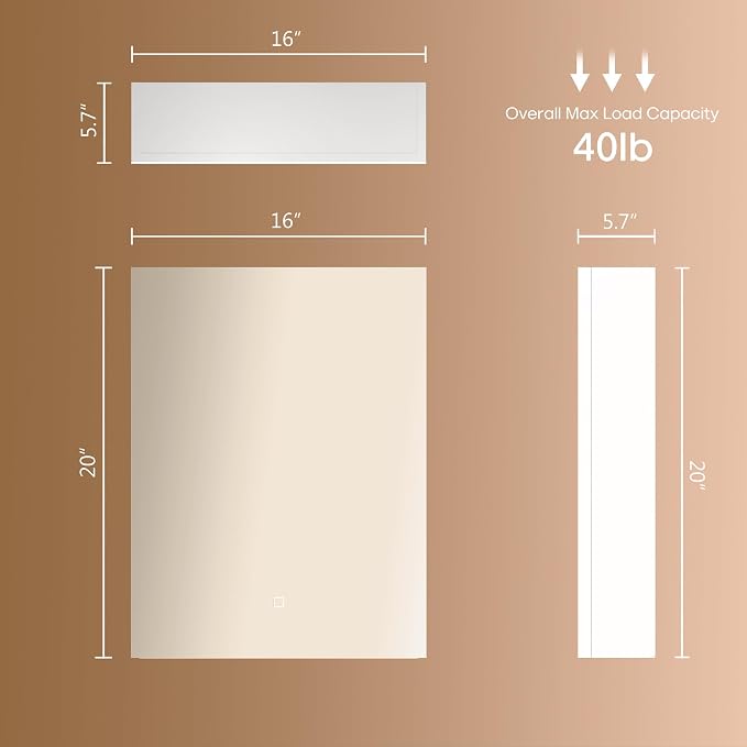 20x16 inch Bathroom Wall Cabinet, Saver Storage Cabinet, Medicine Cabinet with 1 Door and Adjustable Shelves, White（Assembly Required）