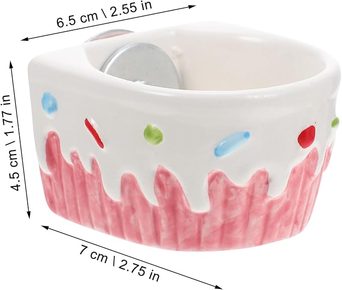 Hamster Wall Mounted Ceramic Feeding Bowl for Food and Water | Pink Feeder Bowl, Washable Design, Helps Reduce Spills, Suitable for PET Feeding by Owners