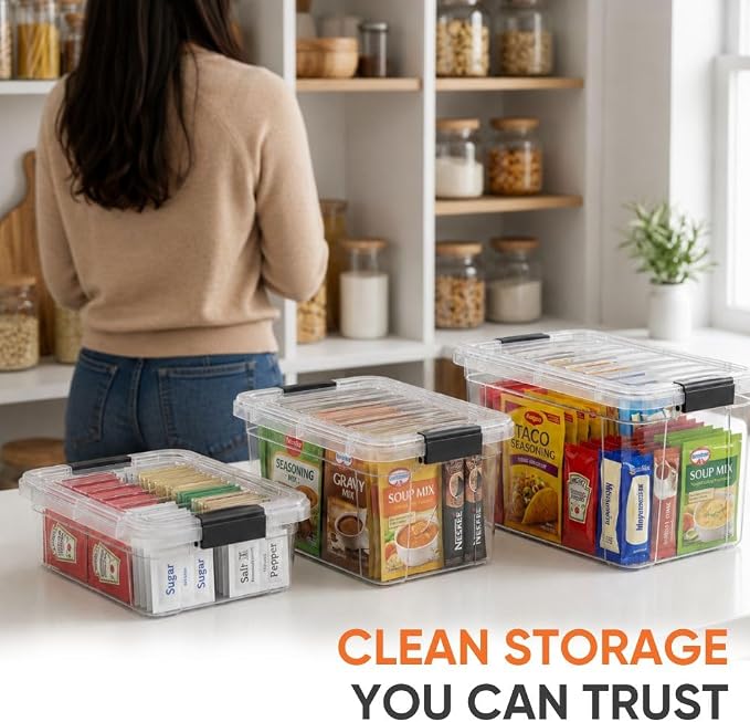 Superio 2.5 Quart Clear Plastic Storage Boxes with Lids, Stackable Organizer Containers, BPA-Free Storage Bins for Home, Office, School & Dorm, 2 Pack