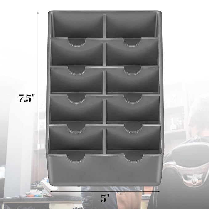 1 Pack Grey Clipper Blade Holder 10 Slot Clipper Razor Blade Rack Storage Tray Caddy Grooming and Barber Holder Organizer Case and Stylist Station Accessories