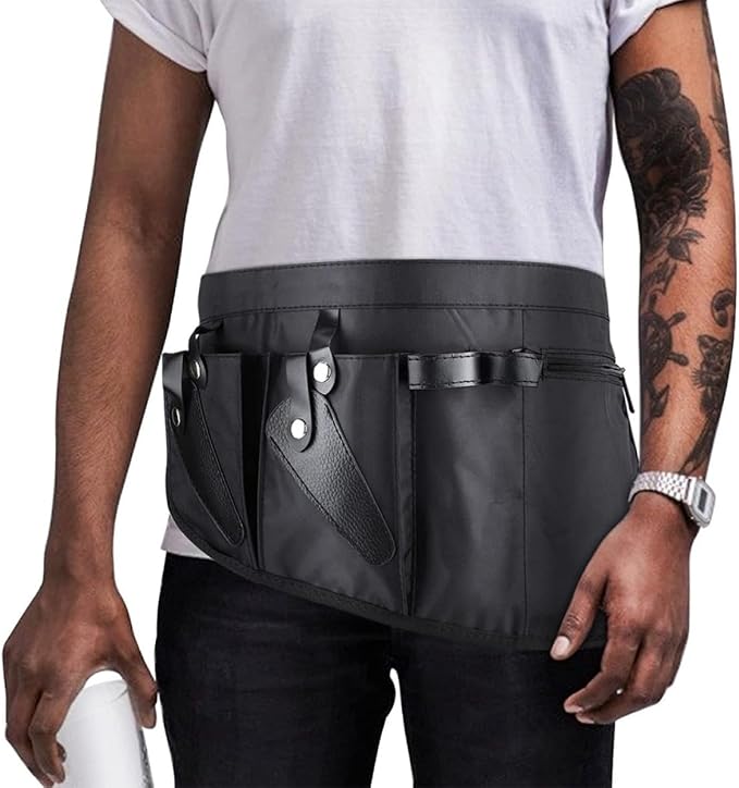 VALICLUD Waist Bag Canvas Hairdresser Scissor Organizer Black | Waterproof Storage Areas, Adjustable Buckle, Simple Appearance for Salon Tools