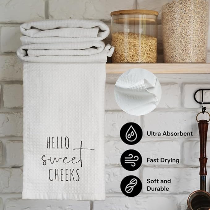 Funny Hand Towels Bathroom Decor Gifts for Women Men Mom Wife Daughter Couples Newlywed,Hello Sweet Cheeks Cute Kitchen Towel Dish Towel,Decorative Hand Towels Gifts for Birthday