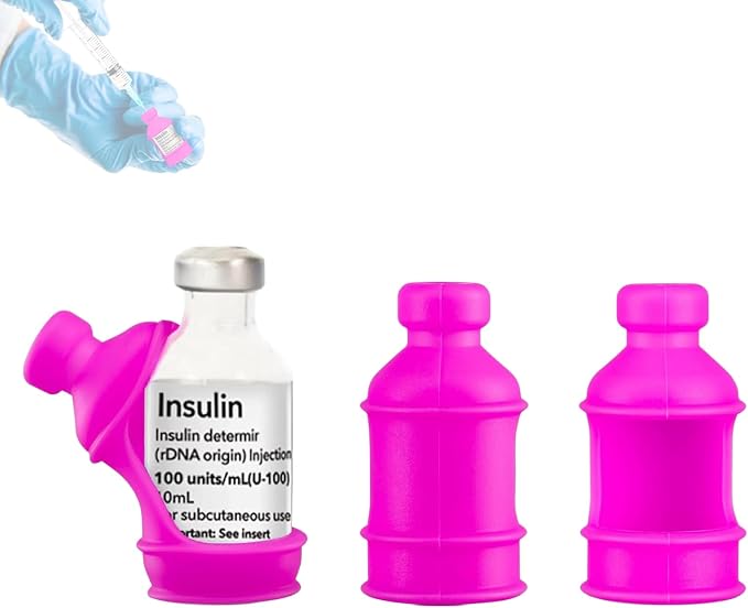 3 Pack Insulin Vial Bottle Protector Sleeve for Diabetic, Silicone Protective Case to Protect Insulin Vial from Breaking, Suitable for 10ml Short Insulin Vials (Pink)