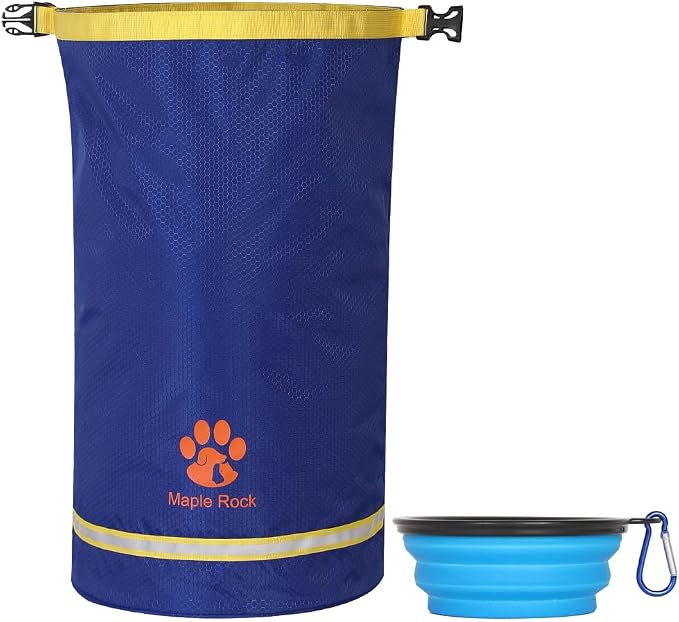 Dog Food Travel Bag - 84 Cups/26 lbs Capacity | Leak-Proof, Water-Resistant Dog Food Storage Container for Travel, Camping, RV & Outdoor | Collapsible, Easy-to-Clean Kibble Bag (Blue)