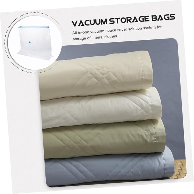 Vacuum Storage Bag Large Capacity PET and PE Household Organizer | Window, Assorted Space Saving Design, for Linens and Blankets, White Color