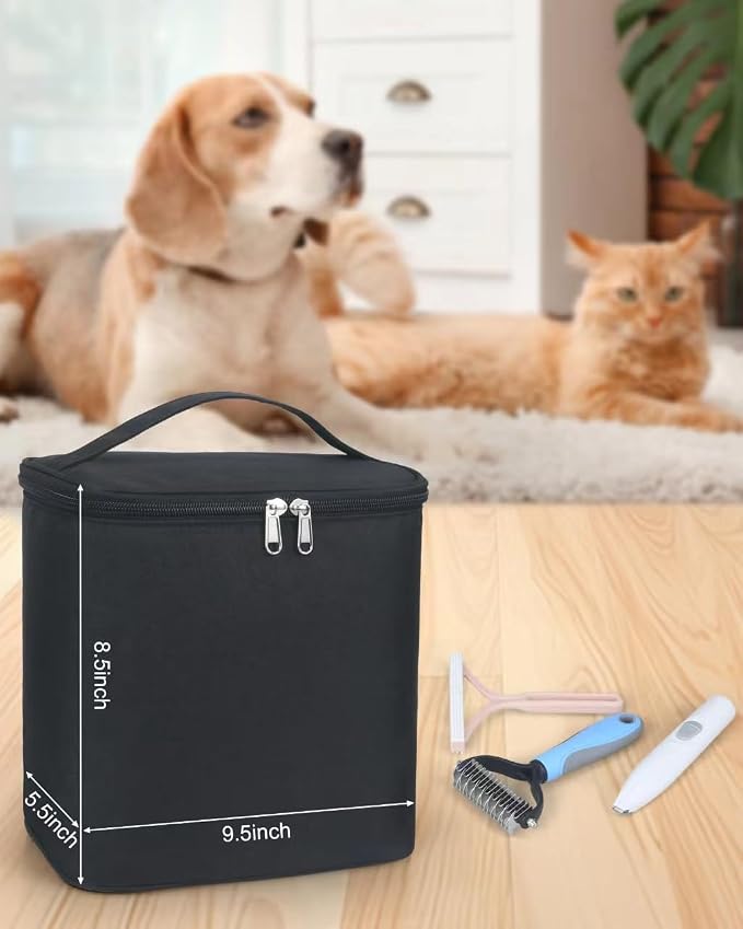 Meiiy Pet Grooming Bag, Dog Cat Grooming Supplies Organizer Bag Pet Hair Removal Trimming Cleaning Tool Kit Storage Bag (Black)