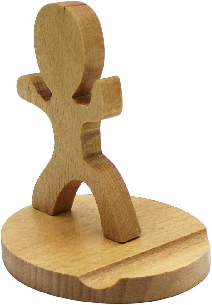 Cute Boy Cellphone Holder Stand Wooden Smartphone Desk Holder for All Mobile Phones Animal Phone Stand Desk Ornament