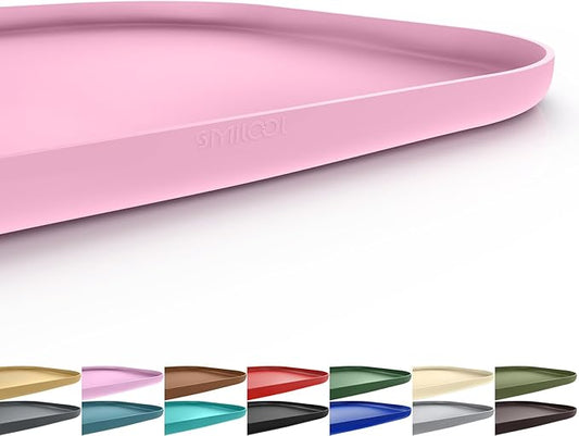 Smilool Silicone Pet Food Mat with Raised Edge for Food and Water Bowl, Dog Feeding Mats, Cat Food Trays for Floor Waterproof, Rubber Tray for Dogs and Cats, 24 x 16 x 0.8 Pink