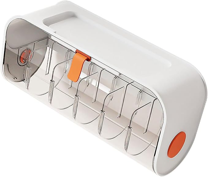 Wall-mounted Underwear Organizer | Punch-Free Transparent Drawer | Sock and Bra Organizer for Wardrobe – White, No-Drill Installation, PET Material, 6 Compartments Storage Box (24oz)