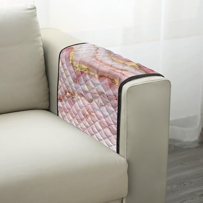 Pink Marble Sofa Arm Rest Covers Couch Arm Covers Stretch Armchair Cover Anti-Stain Sofa Slipcover Office Chair Armrest Protector for Armchair Furniture Protector
