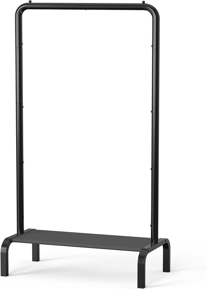 Simple Houseware 30" W Narrow Freestanding Garment Rack with Shelves, Black | With Storage Shelf – Slim & Space-Saving Closet Organizer