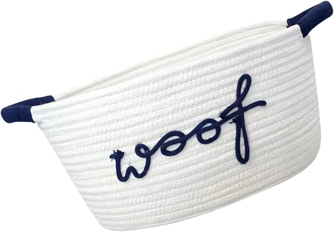 ordinarYone Hand Woven Cotton Rope Dog Toy Storage Basket Featuring Animal Patterns And Strong Handles For Pets