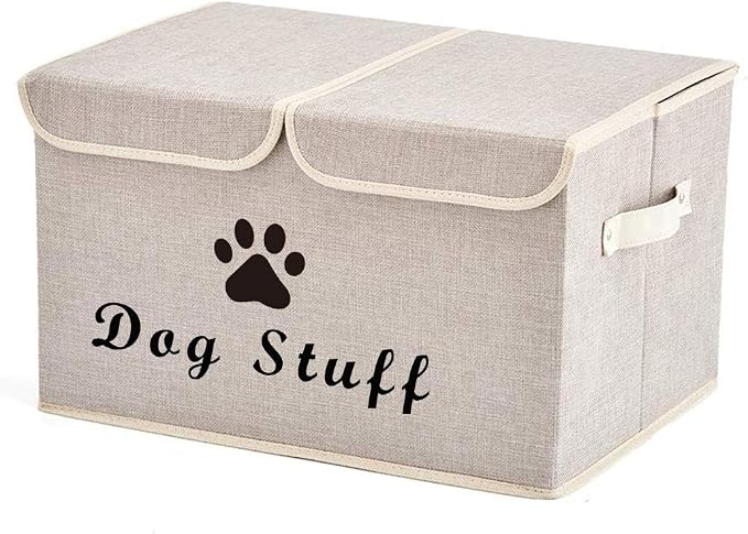 Morezi Dog toy box with lid storage organizer perfect basket for dog toys living room, playroom, closet, home organization and storage - Beige