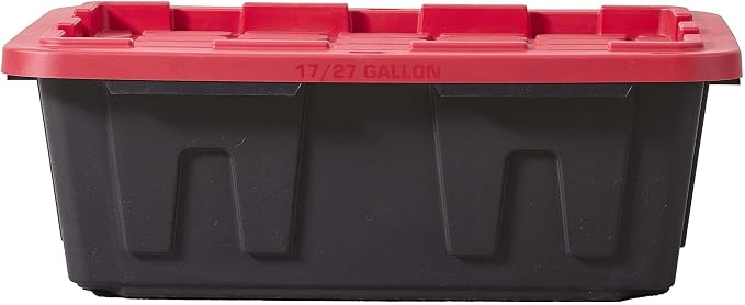 17 Gallon Heavy Duty Storage Bin With Snap Lid, Stackable Storage Container With Secure Closure For Garage, Basement, Closet, Shed, Outdoor And Home Organization
