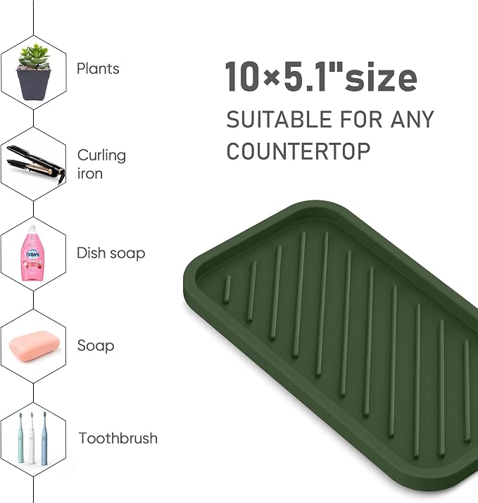 Silicone Sponge Holder-Large Thick Durable 10" Sink Organizer Tray-Kitchen