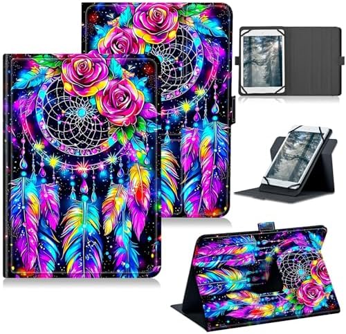 Universal Case for T-Mobile Revvl Tab 2 10.1" Model:9185W 2025/Revvl Tab 5G 10.36" 2023, 360 Degree Rotating Kickstand Protective Stand Shell Cover for 9"-10.5", Artistic Dreamcatcher