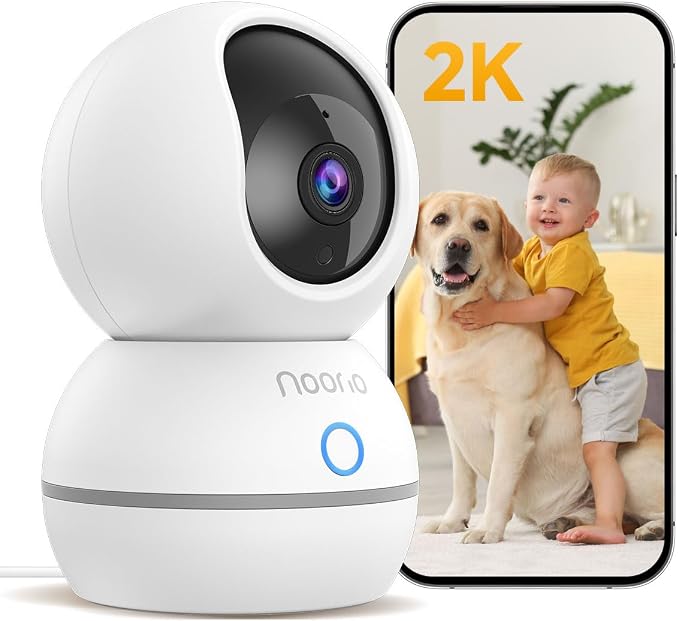 Noorio 4MP/2K Indoor Security Camera, 2.4GHz UHD 360° PTZ Pet/Dog Camera | 4MP/2K UHD Resolution, One-Touch Call, 360° PTZ Coverage, 24/7 Recording, Night Vision, Auto Motion Tracking, 2.4G Only