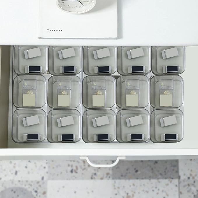 6 PCS PET Square Desk Organizer Tray, Clear Drawer Organizer Set for Home Office, Desk Drawers Dividers Makeup Vanity Storage Bins Kitchen Utensils