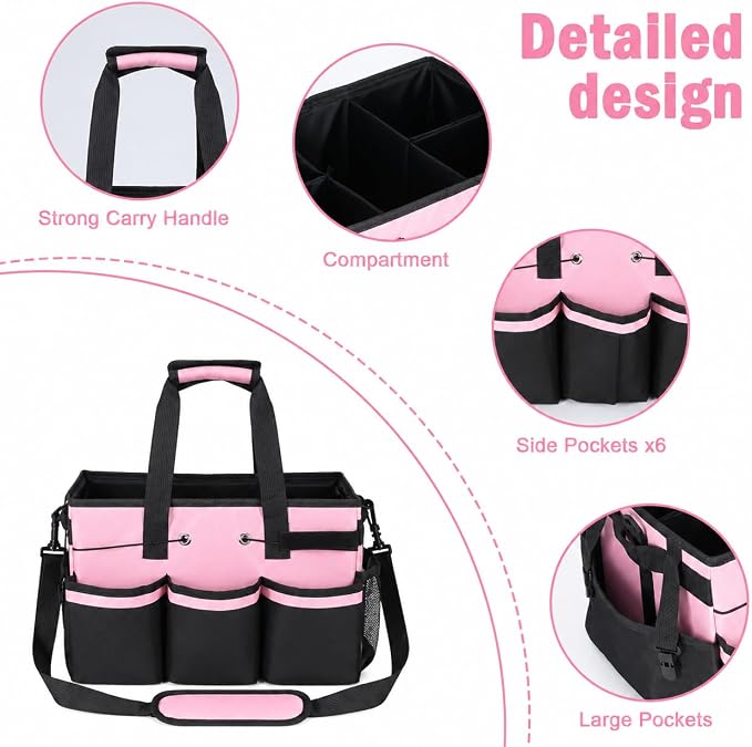 Portable Dog Grooming Bag 5 Compartments, Oxford Fabric Tote Bag for Dogs and Cats, Pet Storage Organizer for Grooming Tool Kit, Doggie Diaper Bag, Pet Stuff Oganizer with 8 Pockets