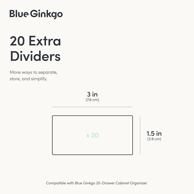 Blue Ginkgo 20-Drawer Cabinet Dividers, 20-Pack