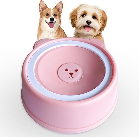 No-Spill Dog Water Bowl for Large Medium Small Dogs and Cats,Anti-Splash Pet Bowl with Float Board, Non-Skid Base, 1000ml Large Capacity (Pink)