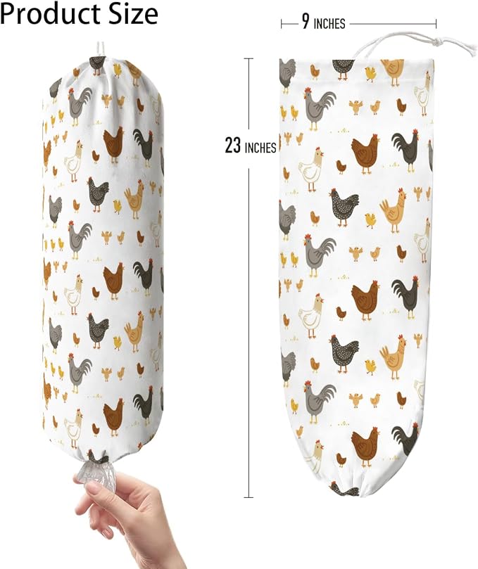 Plastic Bag Holder, Wall Mount Plastic Bag Organizer Dispenser Reusable Grocery Bag Organizer for Home Kitchen(Chicken)