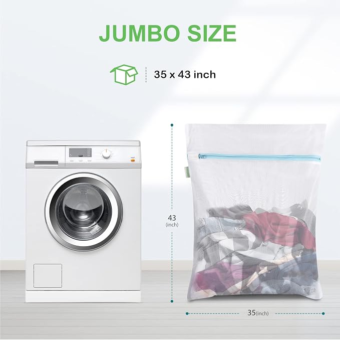 OTraki Large Mesh Washing Bag 43 x 35 Inch XXL Mesh Laundry Bag, Blue | Lingerie Bags for Laundry Large Washer Bag for Travel Camp College Dress Bedding Blanket Sheet Don't Drying, Melting 140-176℉