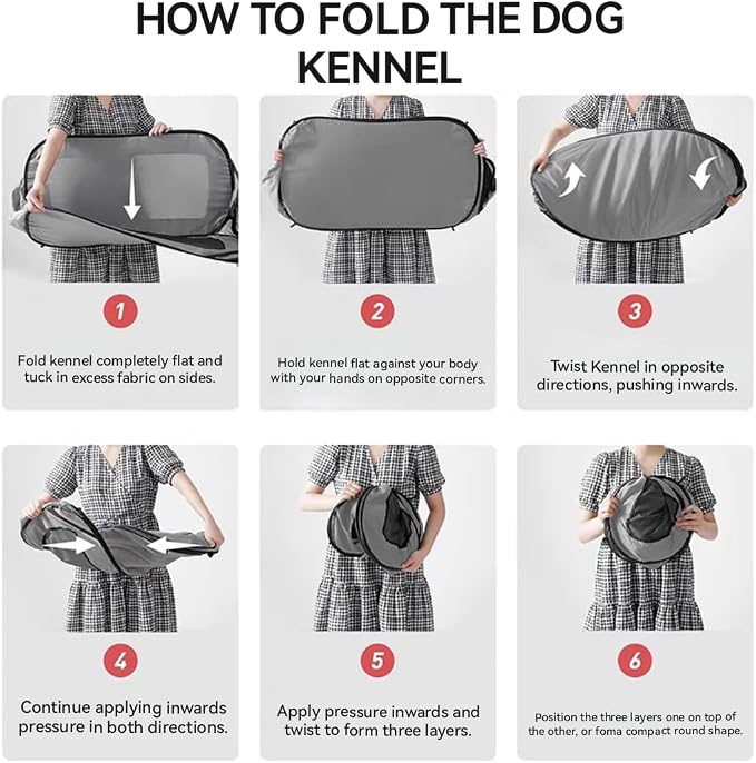 Foldable Dog Kennel for Medium Dogs 36-inch, Portable Waterproof Dog Crate, Pop-Up Indoor/Outdoor Pet Cage & Car Seat Travel Bed (Grey)