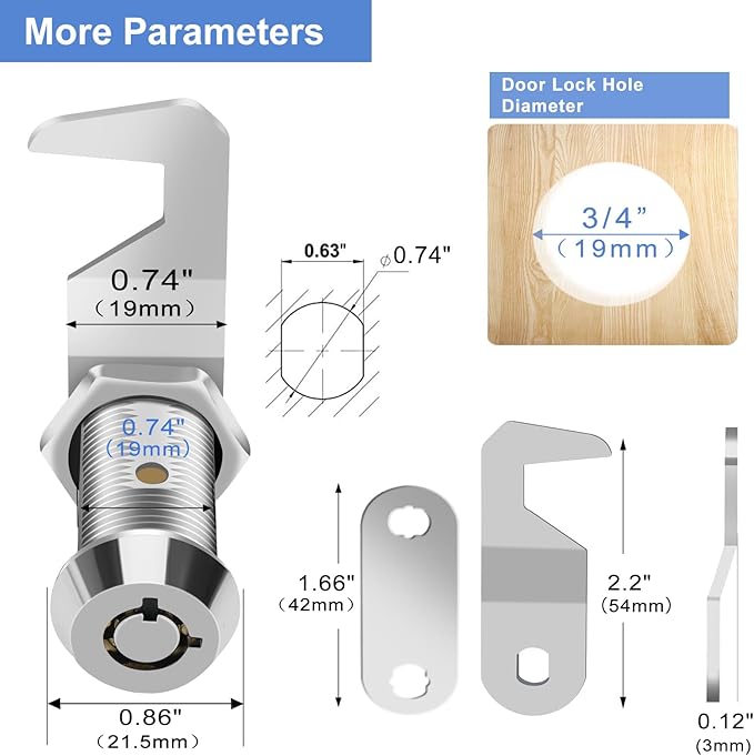 Cylinnda Tool Box Lock RV Storage Lock, 1-1/8" Cam Lock Keyed Alike, Toolbox Locks Replacement for File Cabinet Storage Door on Camper Mailbox Lock, Zinc Alloy (1-1/8 Inch 2 Pack)