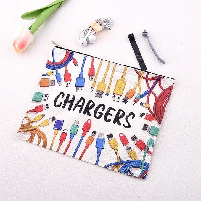 Charging Stuff Travel Bag Pouch Small Charger Cable Organizer Storage Case Ties Portable Earphone Holder Bag Charger Gift Bags Usb Cable Pouches Elastic Silicone Straps for Electronics Data Cord Wrap
