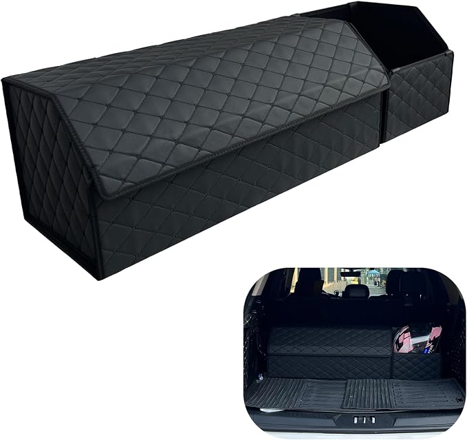 Car Trunk Organizer for For Porsche Cayenne - Custom Fit,Easy Installation，Large Space Outdoor Trunk Organizer with Leather,Hook and Loop Fastener,4-Layer Cover,For Porsche Cayenne 2019-2025