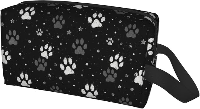 Vintage Pet Paw Print Makeup Bag for Women, Cute Dog Lover Cosmetic Bag Travel Toiletry Pouch Zipper Organizer Gift for Pet Lovers Gym Daily Use 10x6.2x4.9 Inch