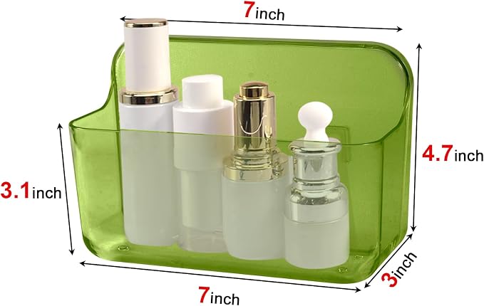 CGBE 2-Pack Cabinet Door Organizer, Self Adhesive Bathroom Shelves, Green | Acrylic Shower Caddy, Wall Mounted Storage, No Drilling, Automatic Draining, For Cabinet Door and Shower Wall