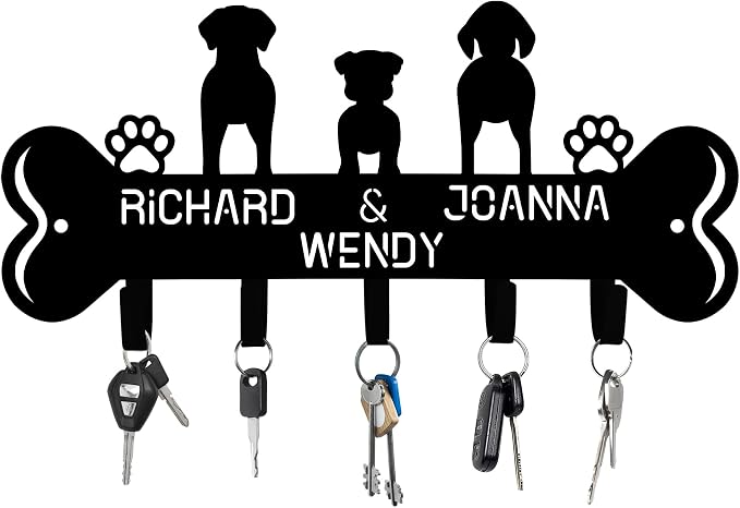 Personalized Dog Leash Holder for Wall, Custom 3D Dog Butt Leash Holder with Name, Hooks for Leashes, Keys, Collars, Christmas Birthdays Housewarming Gift for Pet Lovers (Style-7)