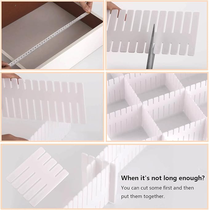 40Pcs Drawer Organizer Dividers 17"x2.8" Adjustable Storage Organizer Separator for Socks, Underwear, Makeup, Kitchen, Dresser