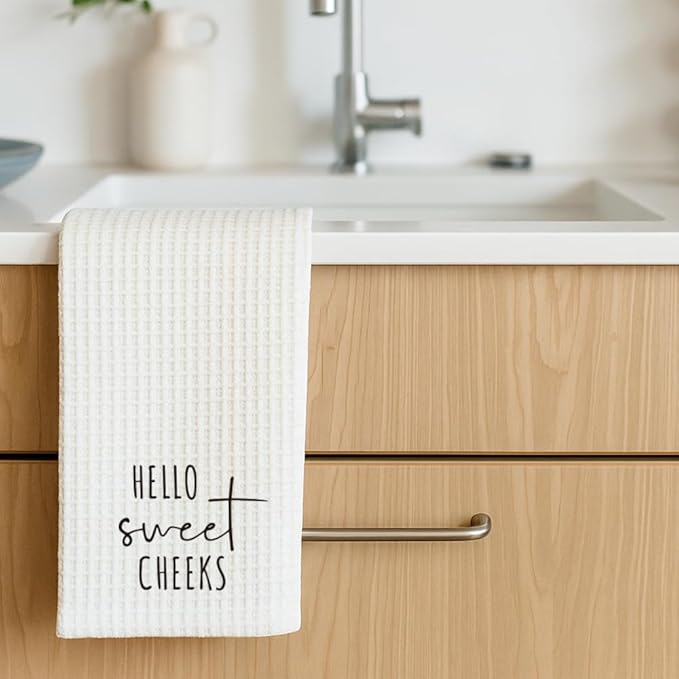 Funny Hand Towels Bathroom Decor Gifts for Women Men Mom Wife Daughter Couples Newlywed,Hello Sweet Cheeks Cute Kitchen Towel Dish Towel,Decorative Hand Towels Gifts for Birthday