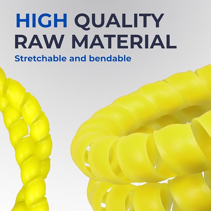 3/8" Spiral Cable Wrap, Plastic Wire Wrap Cord Protectors from Pets No Chew, Spiral Cable Management Sleeve Organizer for Computer Electrical Hydraulic Hose Protector (Yellow, 10ft)