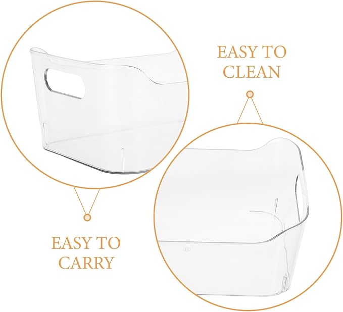 DECHOUS 6pcs Plastic Stackable Refrigerator Storage Bin for Kitchen | Pet Construction, Visibility and Easy-clean Surfaces, Medicine Cabinet and Closet Use with Temperature Resistance