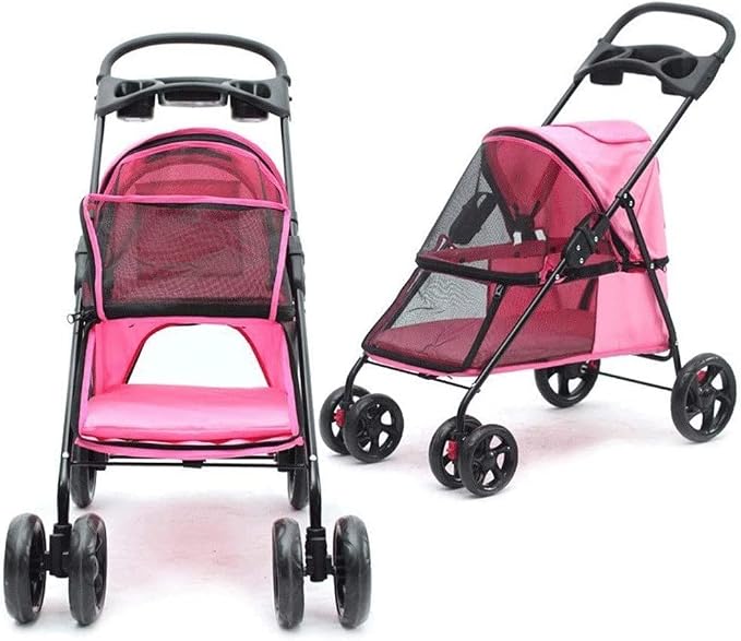 Double Dog Stroller Pet Travel Stroller Foldable Four-Wheeled Trolley Suspension Commutation Cat nd Dog Cart Large (C) (D)