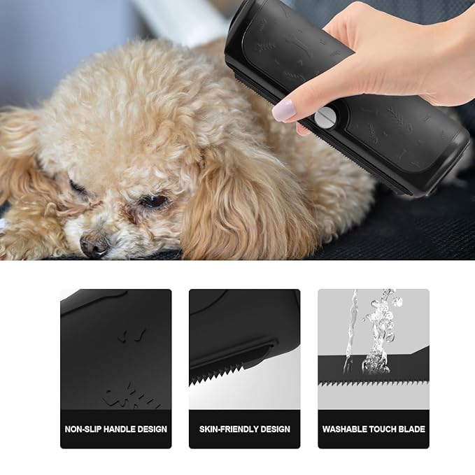 Dog & Cat Deshedding Brush, Undercoat Grooming Tool for Short to Medium and Double Coats, Detachable Metal Shedding Blade, Ergonomic Non-Slip Handle, Black