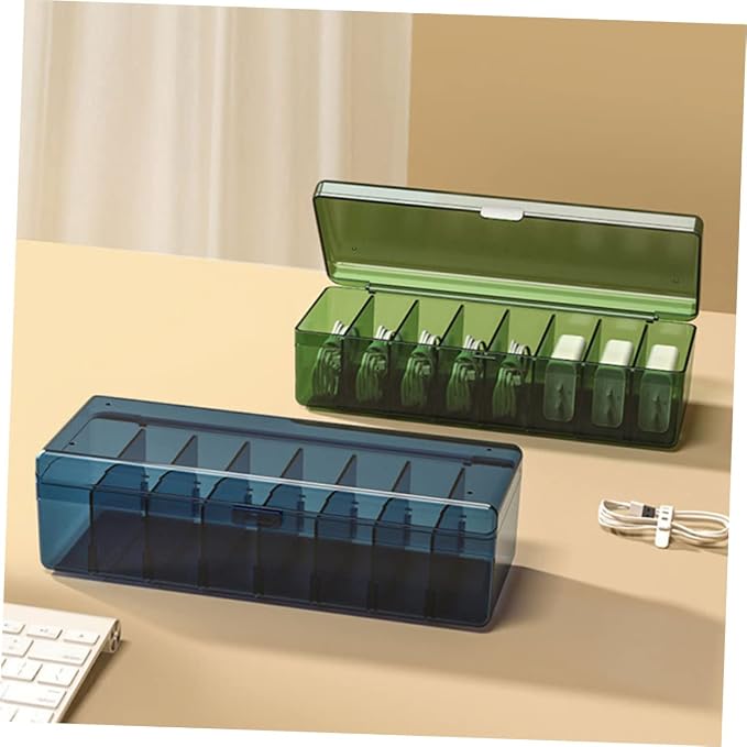 TEHAUX 2pcs Cord Organizer Box Data Cable Storage Wire Storage Bins Phone Charger Organizer Pet Material
