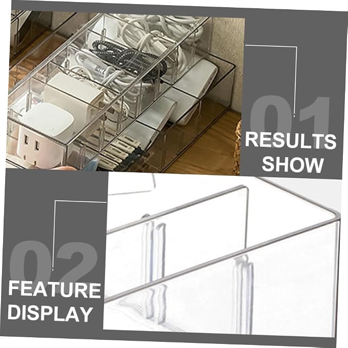 KOMBIUDA Natural Pet Material Data Cable Storage Box Easy to Use Portable Capacity Cord Cover Cable Management Box Caddy Organizer Case Bathroom Storage Organizer