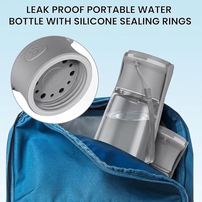 Portable Dog Water Bottle for Walking – 19oz / 12oz Foldable Pet Water Dispenser for Puppies, Medium & Large Dogs – Leak Proof Travel Water Bowl for Small Animals Dog Accessories(19OZ Grey)