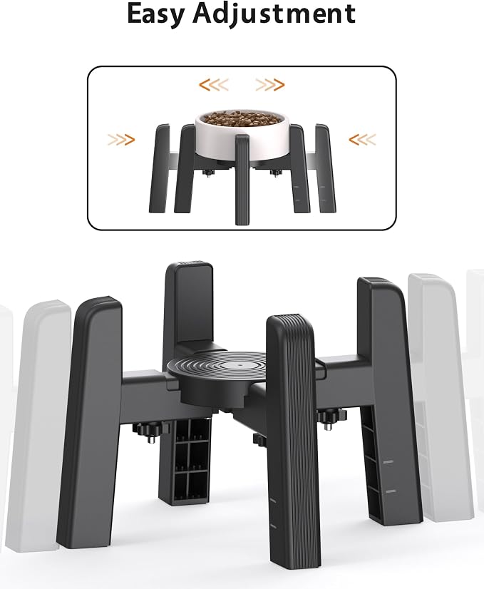 CZPET Dog Bowl Stand with Adjustable Width [Stand Only] | Elevated Pet Water & Food Feeder Stand for Medium and Large Pets, Raised Stable and Anti-Slip Raised Bowl