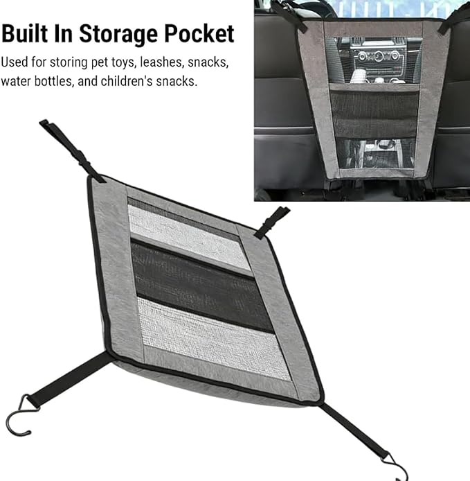Dog Car Barrier for VW Caddy 2003-2020, Seat Separator Dogs Kids 2 in 1 Mesh Pet Travel Safety Divider Storage Pockets Kid Partition Seat Blocker,Blue