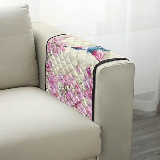 Hummingbird Print Sofa Arm Rest Covers Couch Arm Covers Stretch Armchair Cover Anti-Stain Sofa Slipcover Office Chair Armrest Protector for Armchair Furniture Protector