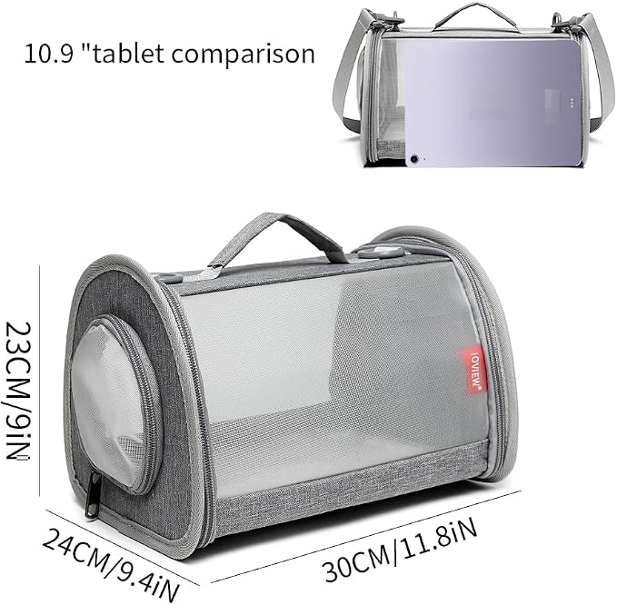 Guinea Pig Carrier Travel Small Animal Carrier Bag Lizard Bird Rabbit Carrier Cage Squirrel Breathable Bag Portable Travel Hamster Small Pet Hangbag (Large, Gray)