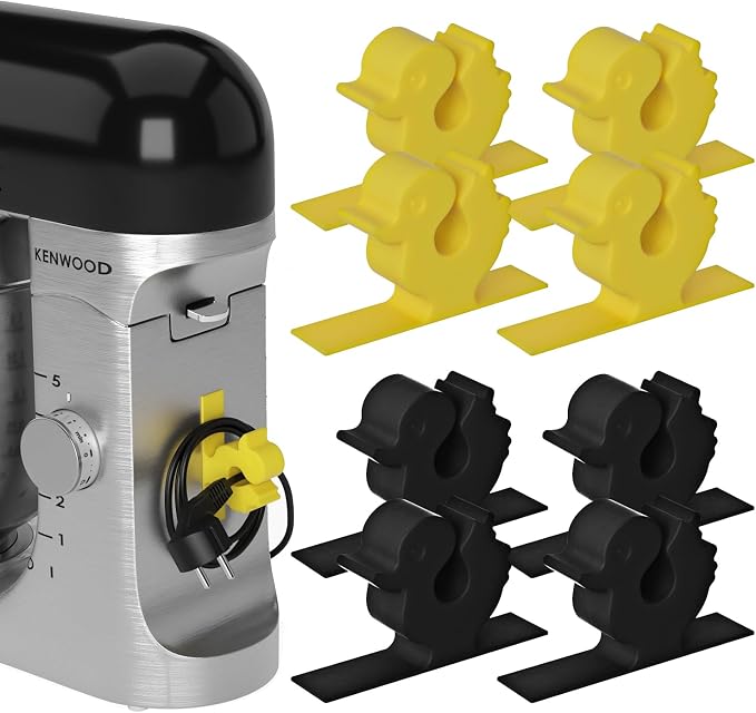 Duck-Shaped Cord Organizers, 8 Pack Cute Animal Design Appliance Wire Organizer with Super Sticky Adhesive, for Kitchen Appliances, Mixer, Coffee Maker, Pressure Cooker, Baby-Friendly & Home Decor