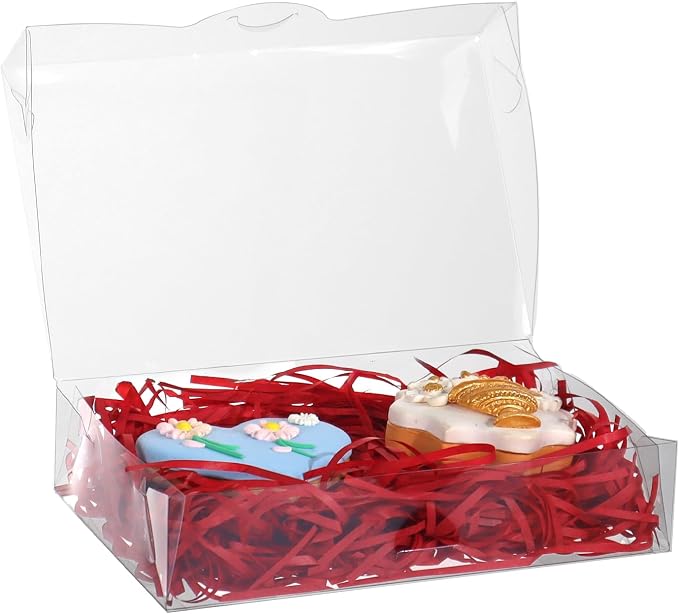 RomanticBaking 50PCS 7x4.4x1.5 Inches Clear Cookie Box for Party Favors | Clear Plastic Boxes for Chocolate Truffle, Oreo, Pastry, Donut, Brownie, Soap,Bakery Treat Wedding Christmas Valentine's