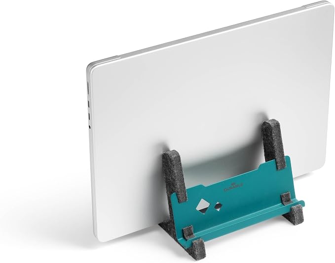 Durable 508032 Vertical Effect Laptop Stand Made of 60% Recycled PET Felt, Laptop Holder with Mobile Phone/Tablet Shelf Petrol/Dark Green